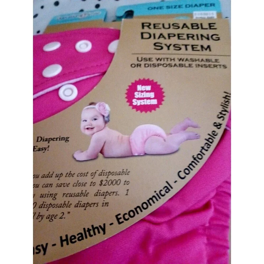 Charlie Banana Cloth Diaper, One Size Hot Pink Reusable 1 Diaper 2 Inserts New